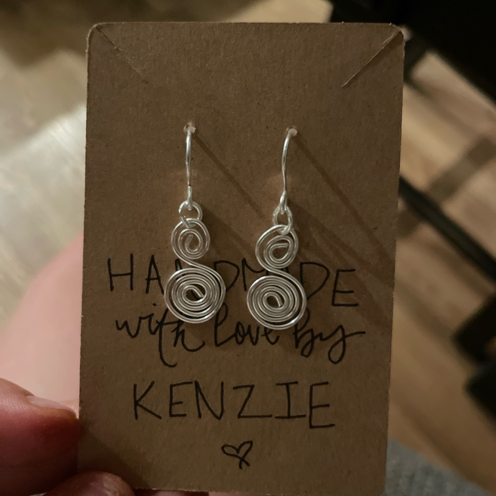 Handmade Silver Swirl Dangle Earrings